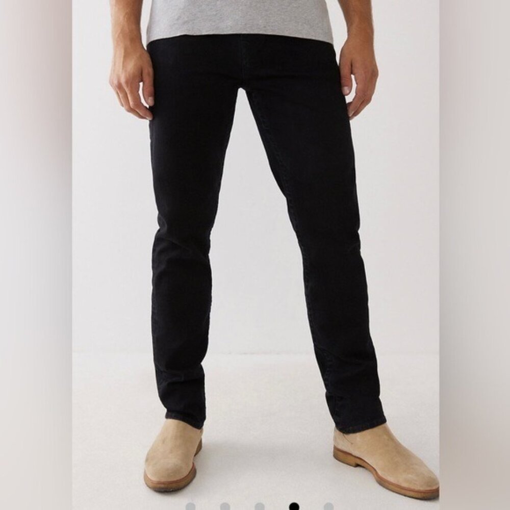 True Religion Mens Black Geno Slim  Straight-Leg Jeans Size 42